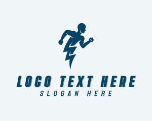 Electrician - Fast Lightning Human logo design