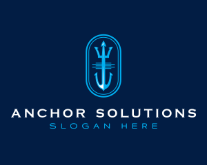 Trident Anchor Nautical Maritime logo design