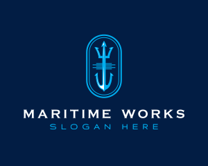 Shipyard - Trident Anchor Nautical Maritime logo design