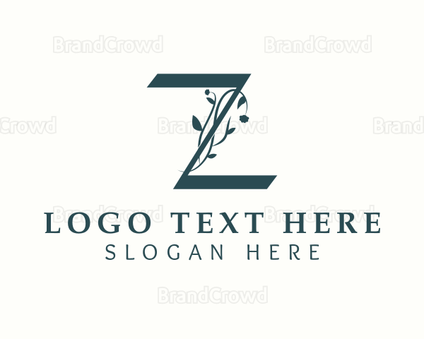 Green Floral Letter Z Logo