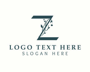 Green Floral Letter Z Logo