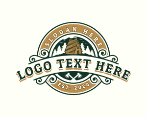 Camping - Cabin Roofing Property logo design