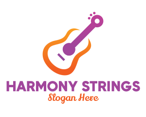 Colorful Guitar Outline logo design