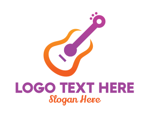 Acoustic - Colorful Guitar Outline logo design