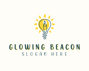 Light - Candle Light Bulb logo design