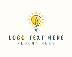 Sun - Candle Light Bulb logo design
