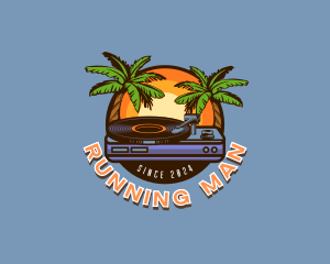 Recording Studio - Palm Tree Tropical Party DJ logo design