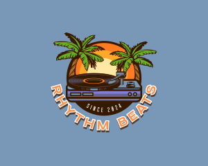 Edm - Palm Tree Tropical Party DJ logo design