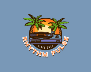 Edm - Palm Tree Tropical Party DJ logo design