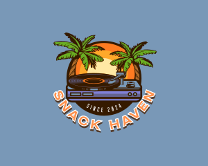 Tropical Party Disc Jockey logo design