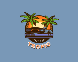 Tropical Party Disc Jockey logo design