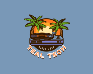 Tropical Party Disc Jockey logo design