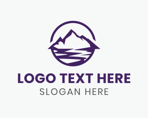 Skiing - Mountain River Valley logo design