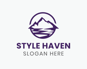 Skiing - Mountain River Valley logo design