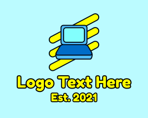 Online Class - Cartoon Laptop Icon logo design
