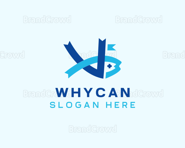 Ribbon Fish Letter V Logo