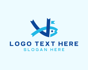 Fisheries - Ribbon Fish Letter V logo design