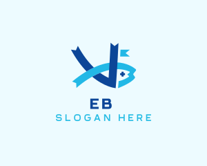 Fishery - Ribbon Fish Letter V logo design