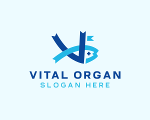 Ribbon Fish Letter V logo design