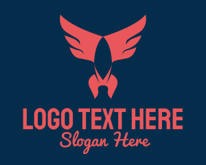 Outer Space - Red Winged Rocket logo design
