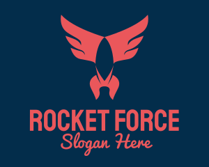 Missile - Red Winged Rocket logo design