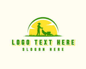 Man - Lawn Mower Gardener logo design