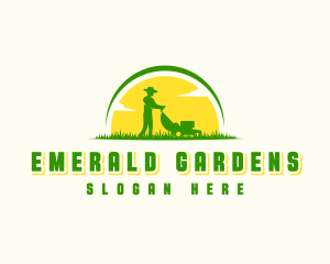 Lawn Mower Gardener logo design