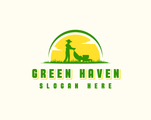 Lawn Mower Gardener logo design