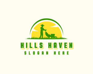 Lawn Mower Gardener logo design