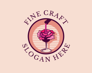 Rose Wine Champagne logo design