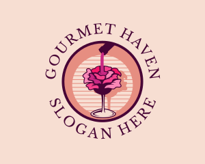 Rose Wine Champagne logo design