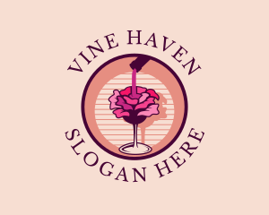 Rose Wine Champagne logo design