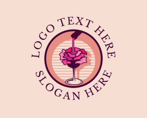 Alcohol - Rose Wine Champagne logo design