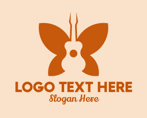 Guitar Player - Butterfly Guitar Wings logo design