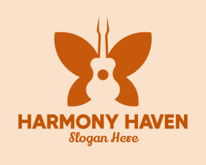 Serenade - Butterfly Guitar Wings logo design