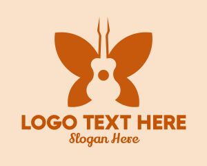 Music Store - Butterfly Guitar Wings logo design