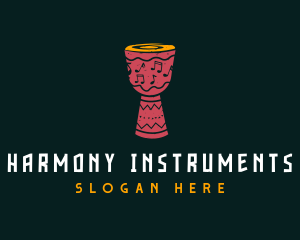 Instruments - Djembe Music Notes logo design