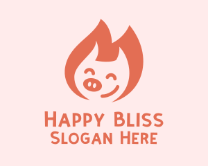 Happy Pink Piglet  logo design