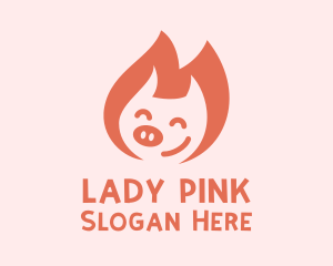 Happy Pink Piglet  logo design