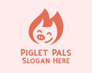 Happy Pink Piglet  logo design