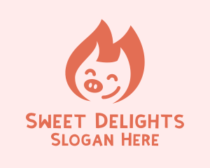 Happy Pink Piglet  logo design