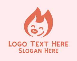 Pig Farm - Happy Pink Piglet logo design