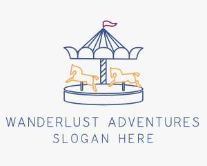 Horse Carousel Amusement Park Logo