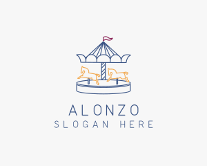 Horse Carousel Amusement Park logo design