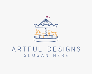 Horse Carousel Amusement Park logo design