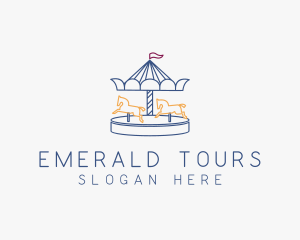 Horse Carousel Amusement Park logo design