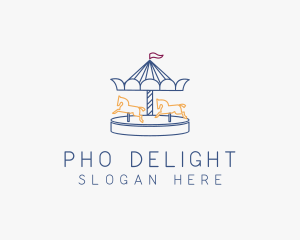 Horse Carousel Amusement Park logo design