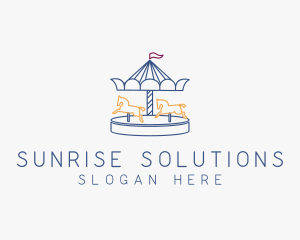 Horse Carousel Amusement Park logo design