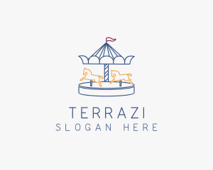 Horse Carousel Amusement Park logo design