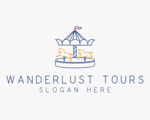 Horse Carousel Amusement Park logo design